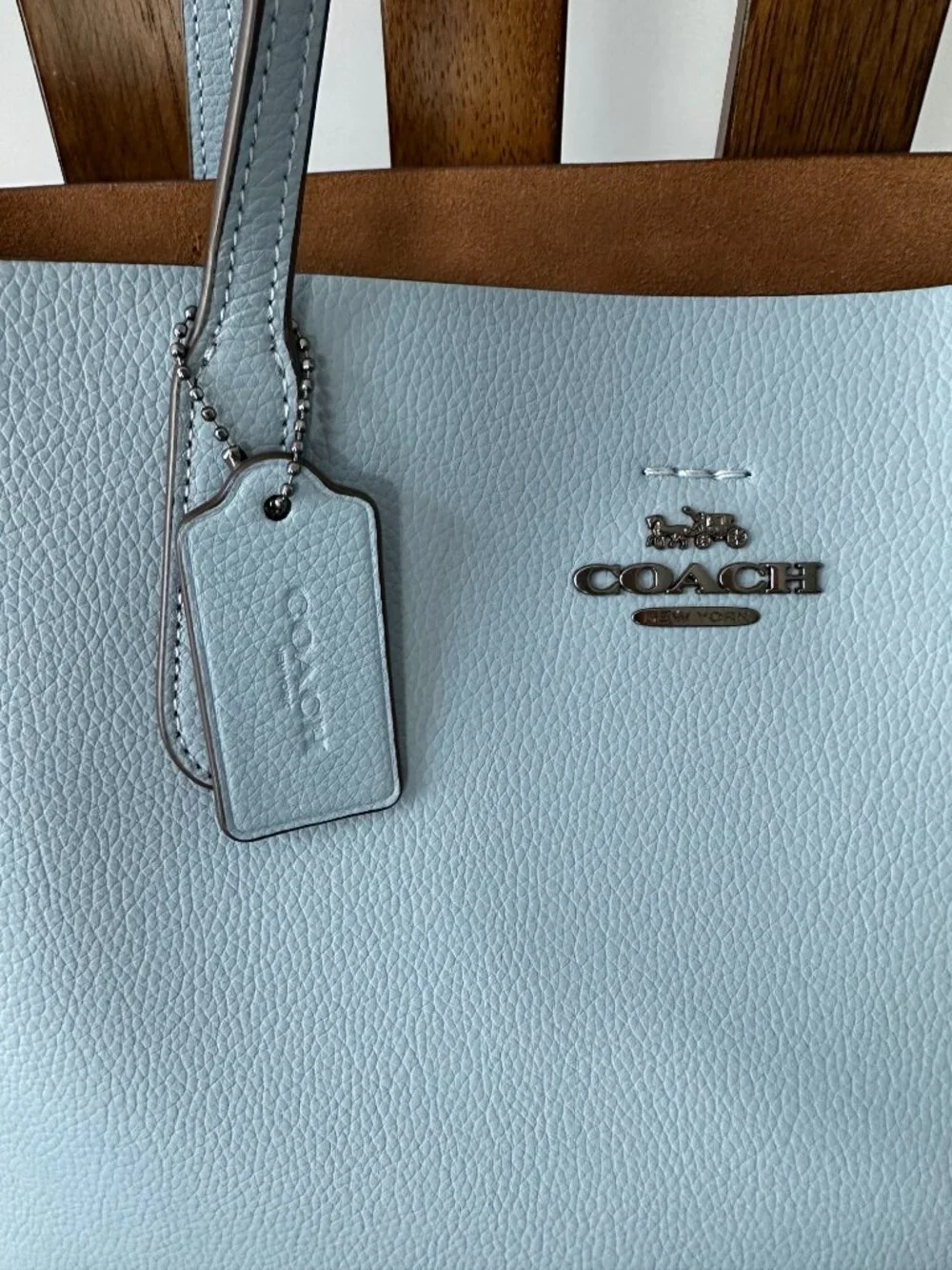 Coach Thea Light Blue Pebble Leather Tote Bag Style #M2339-CP037 - Picture 2 of 8